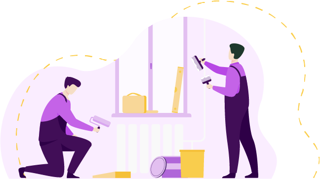 graphic of two people painting a home wall
